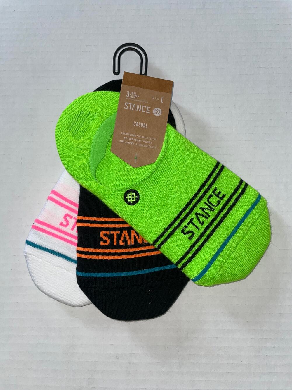 Stance 3 pack casual no show socks size large NEW